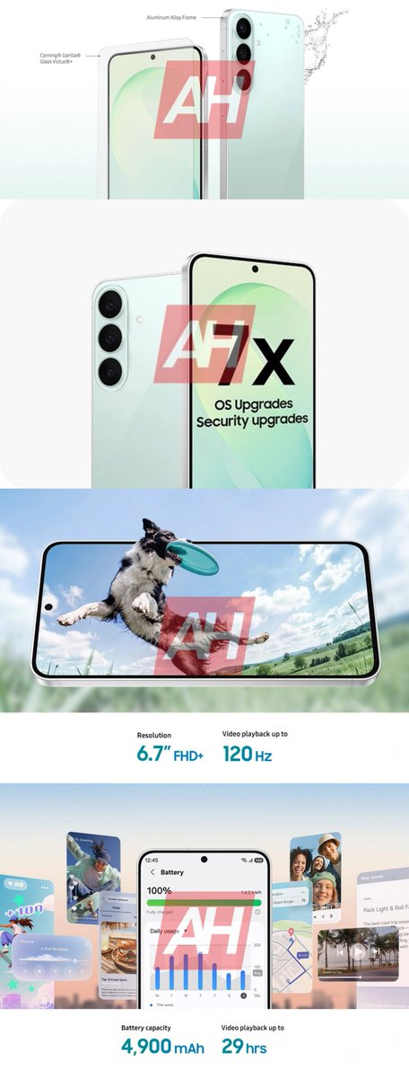 DemonsTech12's tweet photo. Samsung Galaxy S26 FE specs 👀🔥

• 6.7" FHD+ 120Hz OLED
• Exynos 2500
• 50MP + 12MP UW + 8MP 3x telephoto
• 4,900mAh + 45W
• 7 years of updates
• Galaxy AI
• IP68 + metal frame
• USB 3.2
• 7.4mm thin
This could be a VERY interesting FE phone.
#GalaxyS26FE #Samsung https://t.co/FSuvRfdUVt