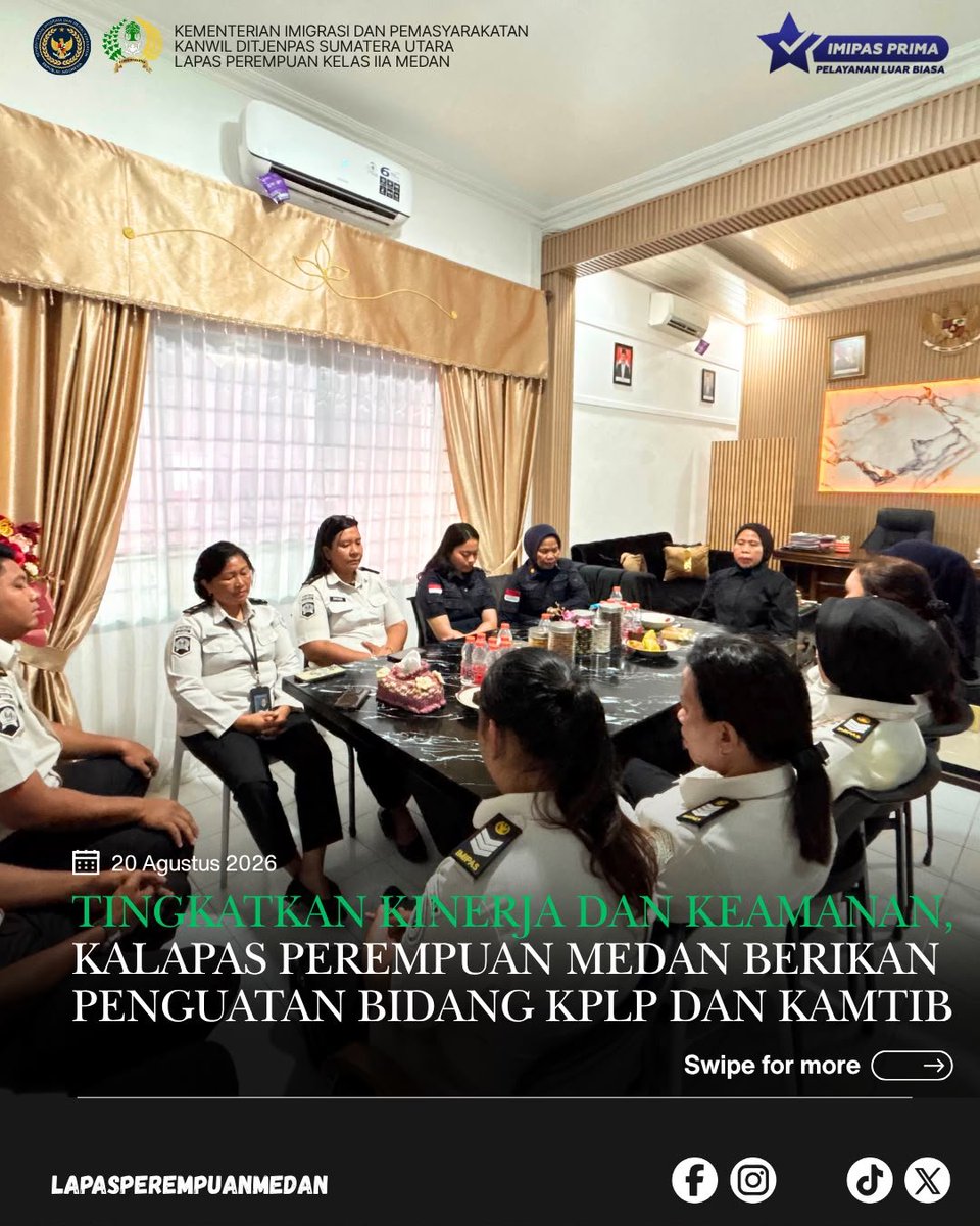 lppmedan's tweet photo. "Tingkatkan Kinerja dan Keamanan, Kalapas Perempuan Medan Berikan Penguatan Bidang KPLP dan Kamtib"

@ditjenpas
@yektiapriyanti31
@diary_kemenkumham
@diary_kemenimipas
@pemasyarakatansumut
@galerypolsuspas
@imipasgaleri
#keminimipas
#ditjenpas
#GuardandGuide https://t.co/pw5SO6t7SD