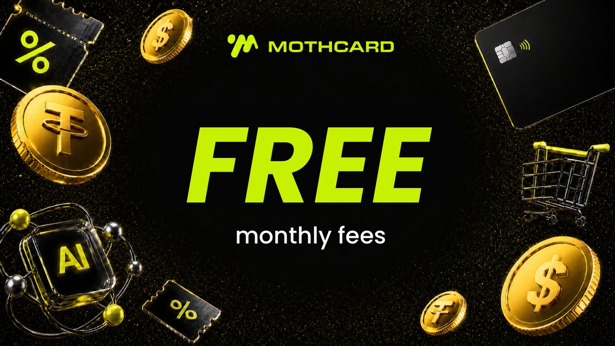 MothCard's tweet photo. Your money should work for you. 
Now it can.

→ Limited-time card offer
→ $0 monthly fees
→ Keep more for the things you actually want

Less on fees. More on you.

Spend crypto anywhere.

#MothCard #CryptoCard #Fintech #CryptoPayments https://t.co/3S66AghuDO
