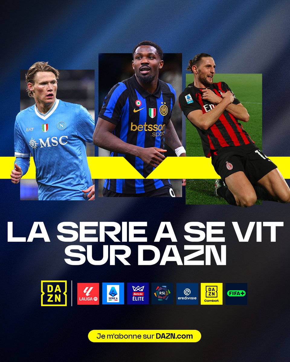 DAZN_FR's tweet photo. 🤩 | La Serie A se vit sur DAZN ! 🇮🇹

Le football italien est de retour ce week-end en intégralité et en exclusivité sur DAZN. 🔜 https://t.co/oYtfmQDl4t
