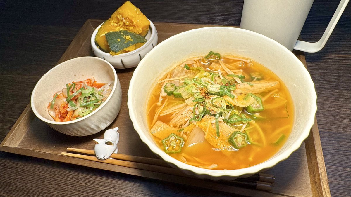 CheeseEater_A's tweet photo. えのきと白菜とオクラのキムチスープ
#おうちごはん #ダイエット記録 #食事記録 https://t.co/XYSPJMmvi5