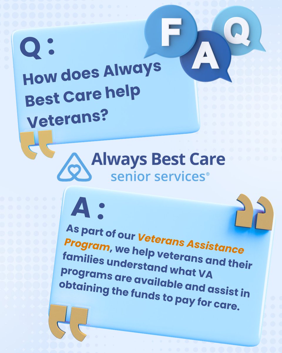 abcbaskingridge's tweet photo. ⭐Always Best Care provides care to veterans in Basking Ridge &amp; surrounding areas! ⭐

We provide veterans with outstanding care &amp; assist them in obtaining the funds to pay for the care they need. 

#AlwaysBestCare #AskYourQuestions #VeteransAssistance #VA #Veteran https://t.co/sQAcN8EZB0