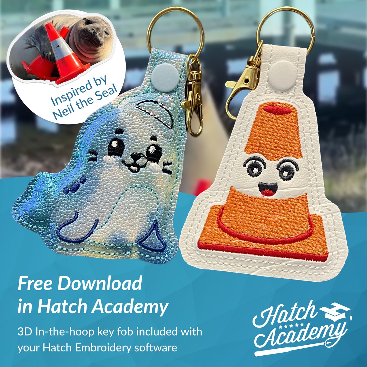 hatchembroidery's tweet photo. Inspired by Neil the Seal, go grab your free downloadable ITH Key Fob designs from the Hatch Academy

#Hatch #Hatchembroiderysoftware #machineembroidery #ITHKeyFobs #embroiderydigitizing #HatchbyWilcom https://t.co/iwbvn5dPvI