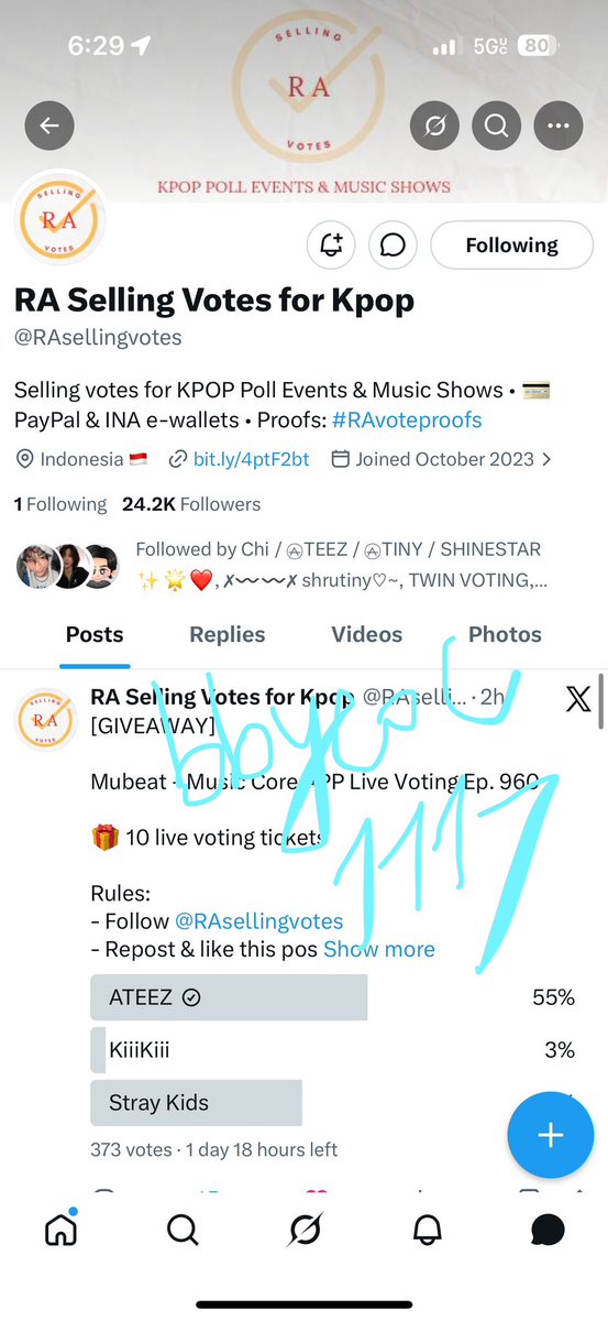 bbyeol1117's tweet photo. @RAsellingvotes for #ATEEZ https://t.co/kJEvp5Xcsa