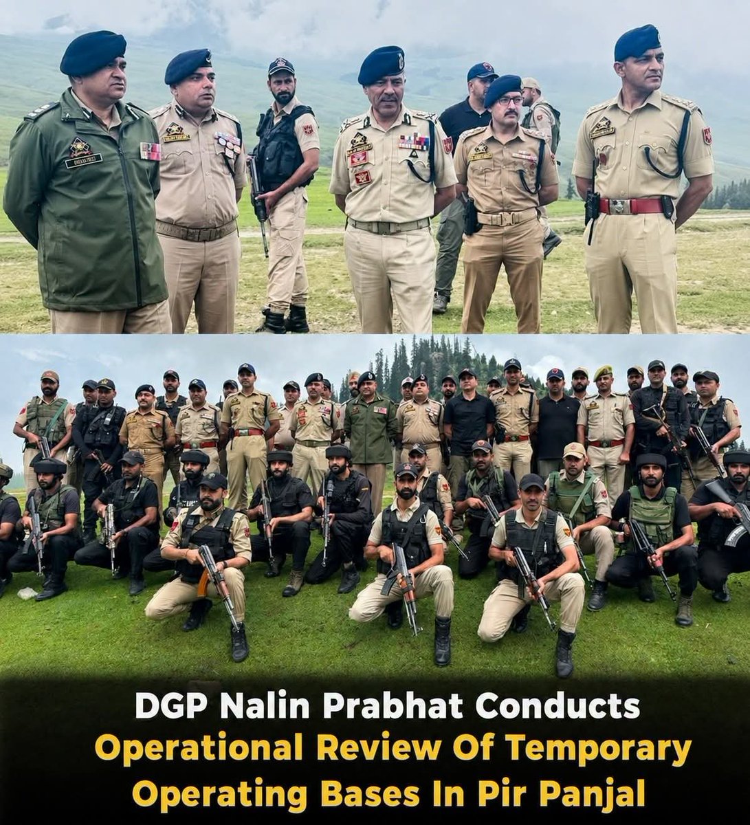 TheBudgam's tweet photo. Nalin Prabhat, DGP, conducted an operational review at Tosamaidan in Budgam district, along with VK Birdi, IG Kashmir Zone; Rajiv Pandey, DIG CKR; Hariprasad KK, SSP Budgam; and his team. https://t.co/LehZc2oIEu