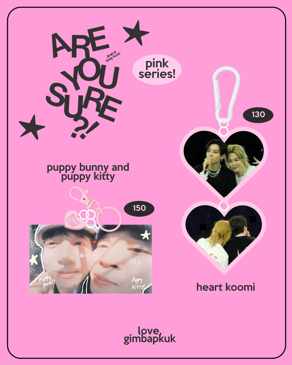 gimbapkuk's tweet photo. ARE YOU SURE?! Pink Series Collection
BATCH 2

110 - 190 php | 2.60 - 4 usd 

★ doo and dop: september 10
★ pre-order
★ worldwide shipping
★ open for int'l group orders (GO)

order form: https://t.co/oXbdwmUvRa
payment form: https://t.co/zsxO8Y2Ntp

t. bts bangtan keychain jimin jungkook jikook kookmin ww ph keyring