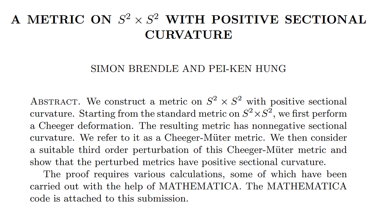 Desvl_'s tweet photo. 微分几何大新闻，大数学家Simon Brendle给出Hopf猜想的证明
https://t.co/Or5ujalp7D https://t.co/qidxwaupcC