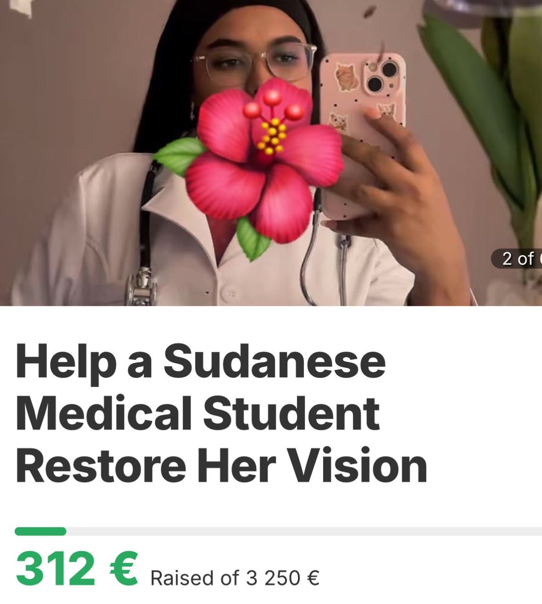 SimsimAlbadri's tweet photo. Monia is a Sudanese med student fighting severe keratoconus, a degenerative eye disease threatening her vision.
Thank you to everyone who has helped get her this far.🩷

We’ve attached her medical report from China, with her full medical details in the campaign description.

plss help dear Monia get urgent treatment before her condition worsens :(