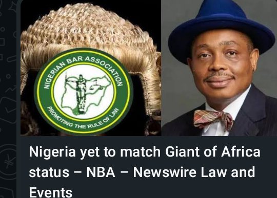 Newswirelem's tweet photo. Nigeria yet to match Giant of Africa status β NBA
The Nigerian Bar Association, NBA has challenged Nigeria to move beyond potential to action, saying the country must begin to live up to its status as the βGiant of Africa.β
Follow us for more
#67MAXXING #GloNeverSettle4Less #ColgateXBBNaija