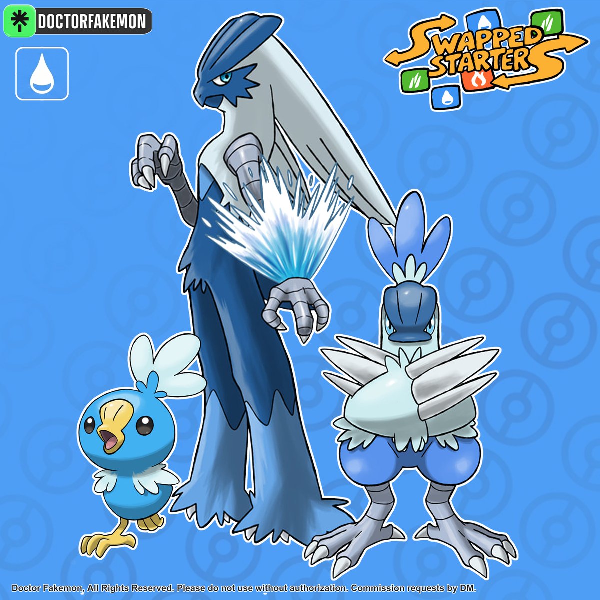 DoctorFakemon's tweet photo. #Swappedstarters
What if Torchic, Combusken and Blaziken were the Water-type starter...
#pokemon #fakemon #artwork https://t.co/AKWeya4LvG