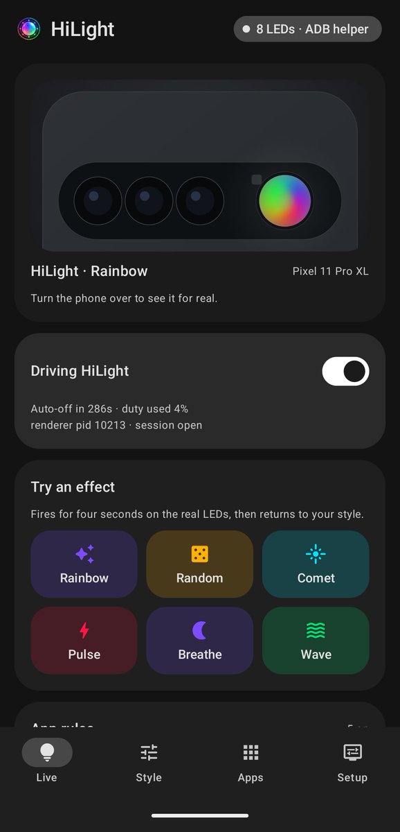 Dhananjay_Tech's tweet photo. Google put a colour LED on the Pixel 11 Pro and limited it to calls and texts.

So I made an app, so you can use it with anything 😎

Any app, any colour, any effect you want. WhatsApp green, Slack red, Gmail whatever you like 🚀

No ads. No root. Free. Completely open source 🙌

https://t.co/89mC2VMa48