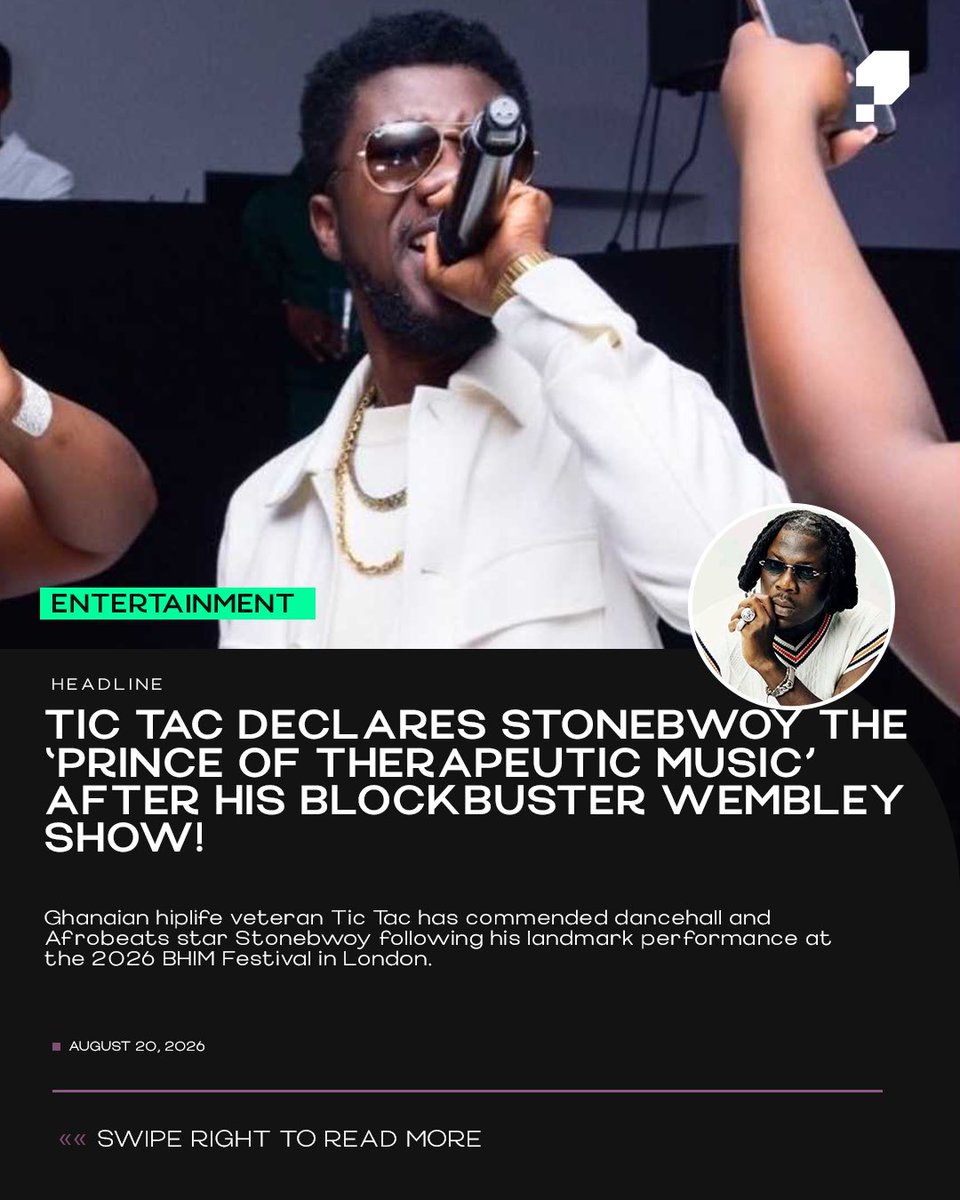 PixelbloomMedia's tweet photo. Ghanaian hiplife veteran Tic Tac has commended dancehall and Afrobeats star Stonebwoy following his landmark performance at the 2026 BHIM Festival in London. https://t.co/bh8m9iIkmT