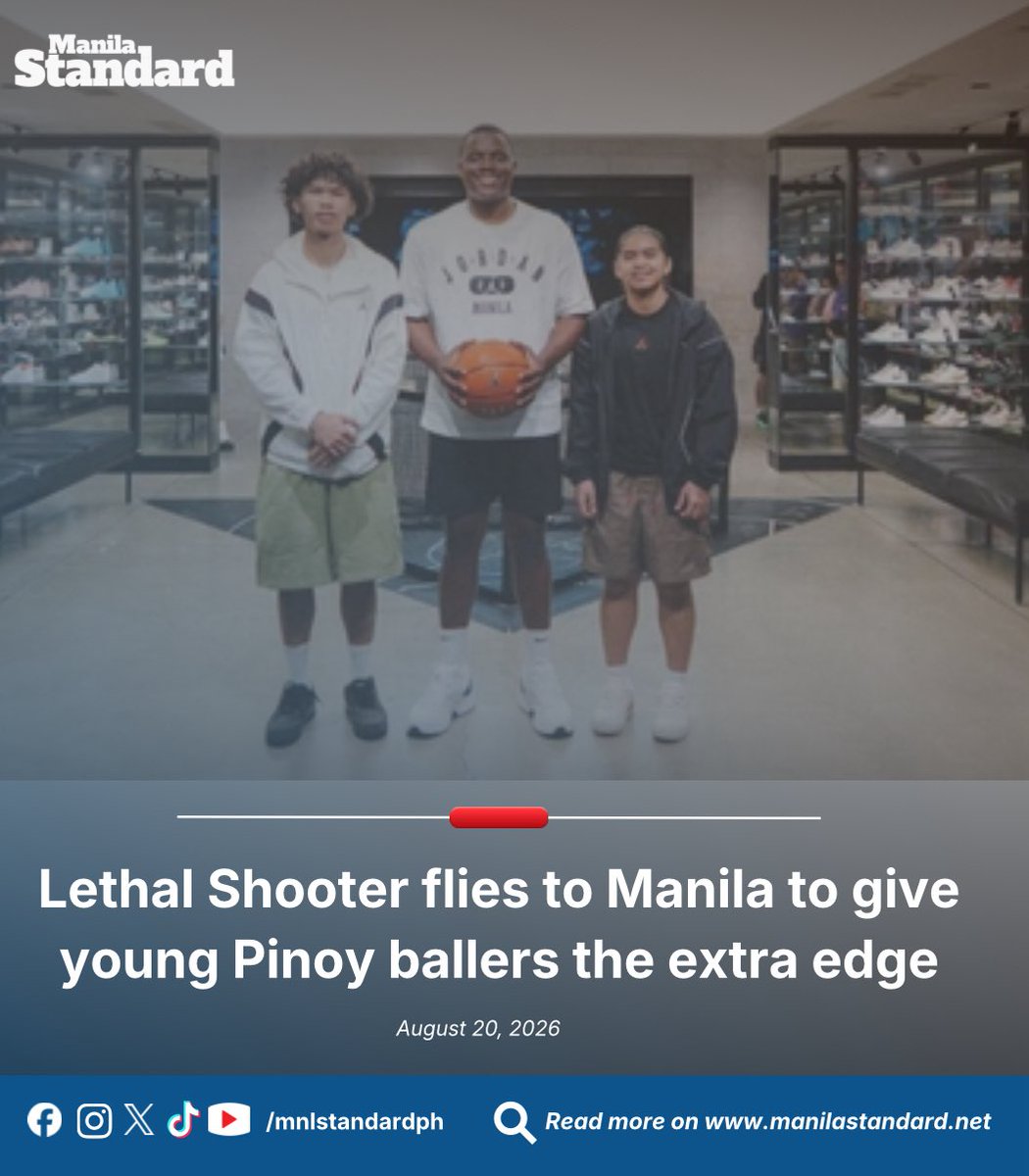 mnlstandardph's tweet photo. #MSSports | As they prepare for the Global Finals of ‘The One’ in Shanghai, Jordan Brand gives Philippine reps Andwele Cabañero and KJ Badajos a boost with expert advice and 1:1 hands-on training from one of the best scorers in the world: Chris Matthews, best known to hoopers as the viral social media sensation Lethal Shooter.
The NBA shooting coach has landed in the Philippines for the sole purpose of offering the two local reps elite guidance and mentorship. Cabañero and Badajos are hard at work training with Lethal Shooter, honing and sharpening their shooting and shot-creation skills, technique, and form as they prepare to compete against the world’s best young basketball talent in Shanghai next week.
Read more: https://t.co/EJ49Cbj4oQ