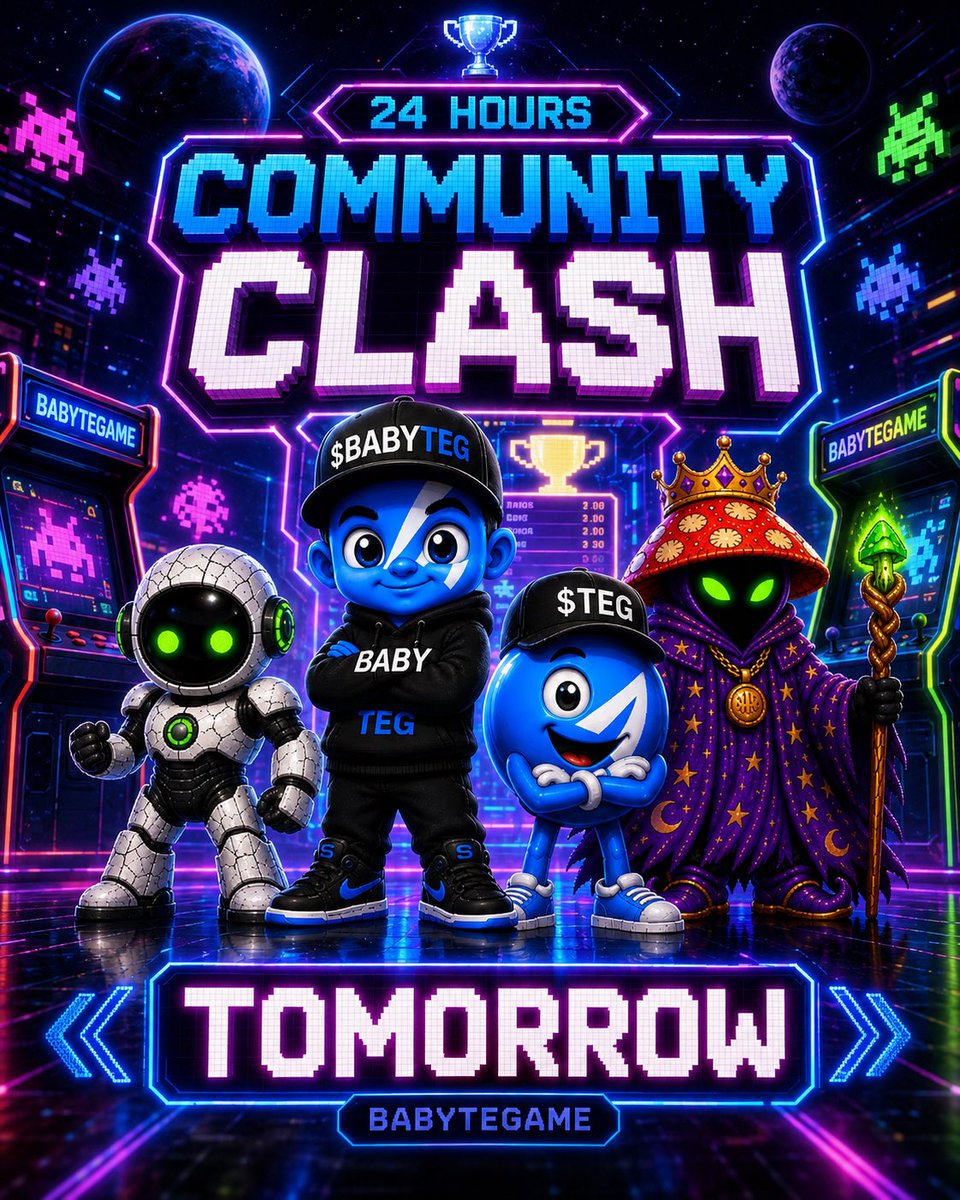 BABYTEGAME's tweet photo. ⏳ 24 HOURS.

Training time is almost over.

Tomorrow, the BABYTEGAME Community Clash will be officially announced.

👶 BABYTEG
⚡ TEG
🍄 MYCO
🤖 EARNIX

The battlefield is ready.
The leaderboard is waiting.
SOL is on the line.

Tomorrow we reveal:

🏆 Championship format
💰 Official prize pool
📅 Competition dates
🎮 Full rules

One more day.

#BABYTEGAME #CommunityClash #TEG #MYCO #EARNIX #SOLANA

https://t.co/cVmjKcaU5y