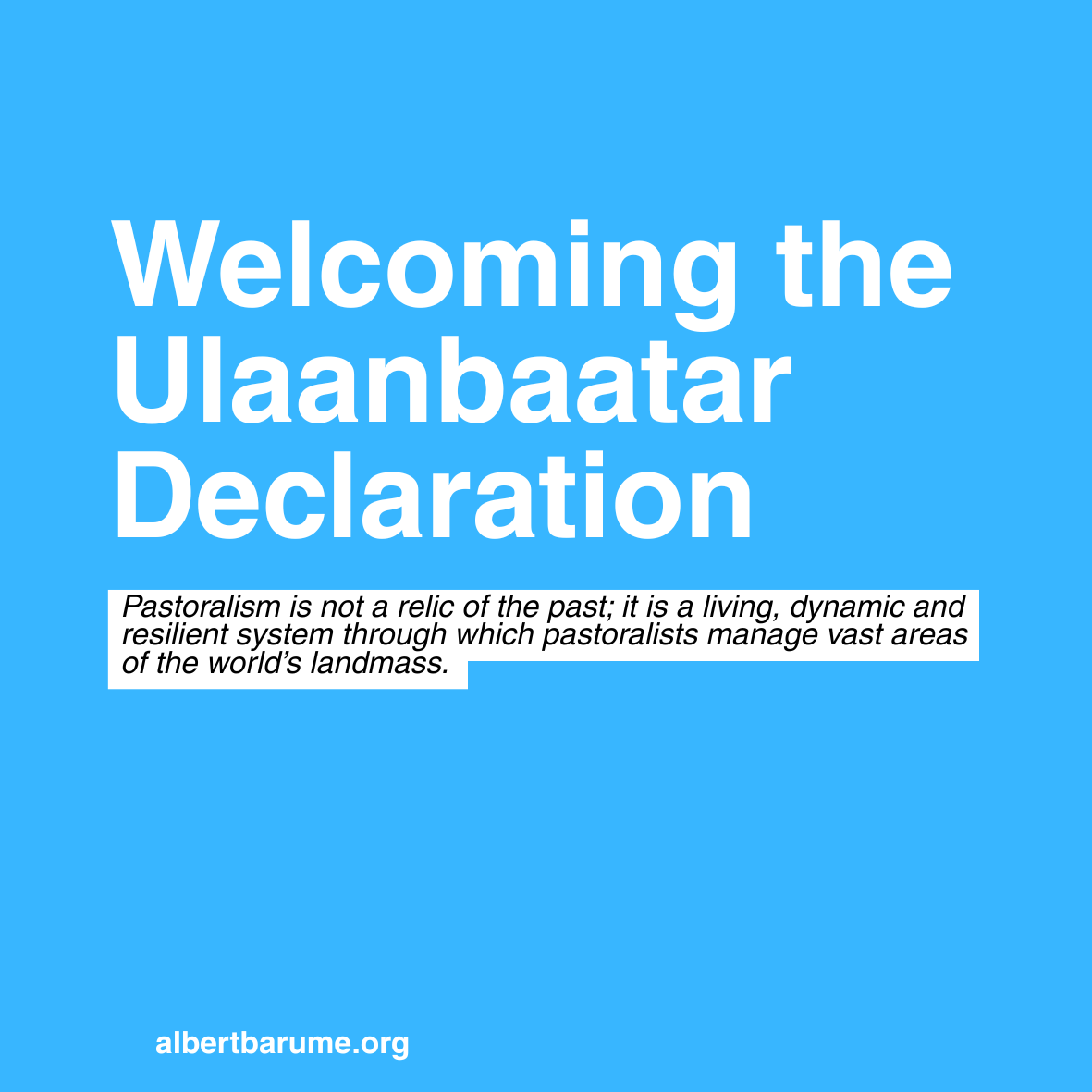 albertkbarume's tweet photo. I welcome the adoption of the historic Ulaanbaatar Declaration in Mongolia, and express my solidarity with pastoralist Indigenous Peoples and communities around the world in their efforts to secure recognition and protection of their rights, livelihoods &amp; knowledge systems. https://t.co/KcKCx9jeaQ