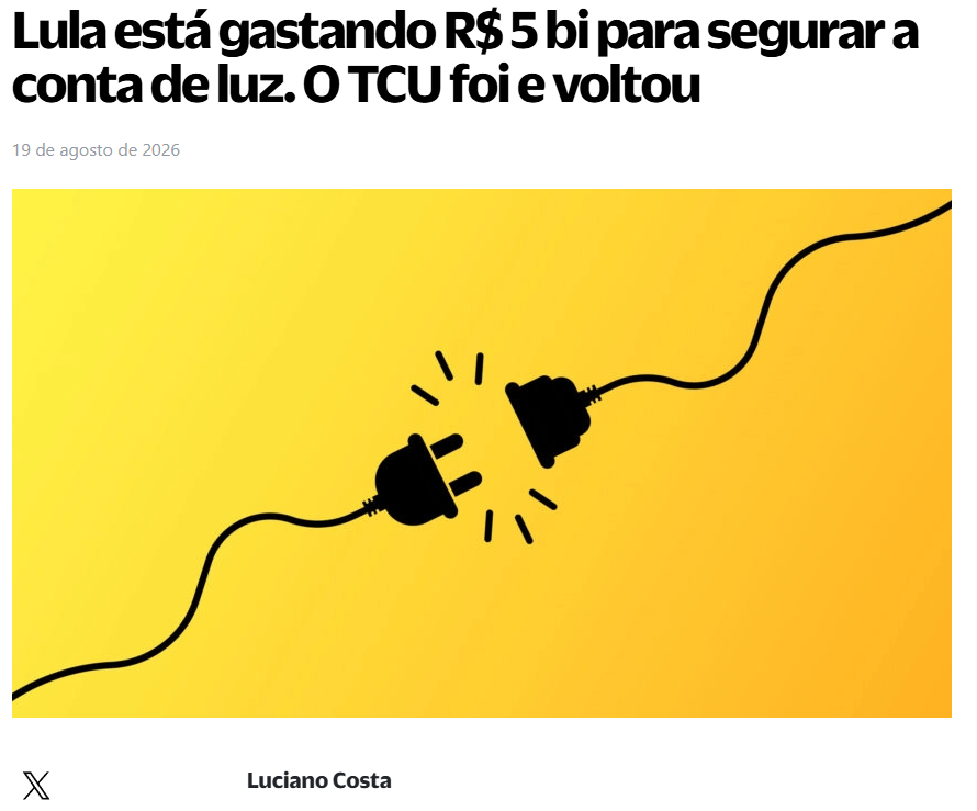 opapoeconomico's tweet photo. O ministro Antonio Anastasia, do TCU, revogou a cautelar que suspendia o uso de R$ 5 bilhões para segurar a conta de luz. A liminar durou menos de 72 horas.

O mecanismo merece atenção justamente porque não se parece com gasto. Pela lei de reforma do setor elétrico aprovada em 2025, as donas de hidrelétricas podem antecipar o pagamento do que devem pelo Uso do Bem Público com 50% de desconto. O dinheiro entra na Conta de Desenvolvimento Energético e abate a tarifa nas áreas da Sudam e da Sudene. Pela conta da Aneel, é o que segura os reajustes em até 6,5% neste ano, no lugar dos dois dígitos que estavam no radar.

Traduzindo: a União abre mão de metade de um crédito futuro para reduzir a tarifa agora, em ano eleitoral, sem que a operação apareça como despesa primária. O próprio TCU deixou o mérito em aberto — o que a Corte ainda vai julgar é se os valores contornam as regras fiscais.

A revogação teve motivo prático. As distribuidoras já haviam repassado o desconto nos reajustes do primeiro semestre, e desfazer agora significaria mexer em tarifa já cobrada do consumidor. Insegurança jurídica e instabilidade regulatória, no resumo de Pedro Dante, sócio da área de energia do Lefosse Advogados. Do lado de quem recebe estão Equatorial, Energisa e Neoenergia na distribuição, e Engie, CBA e Aliança Geração na geração.

Subsídio de tarifa é imposto que não passa pelo Orçamento. Alguém paga — só não aparece na meta.