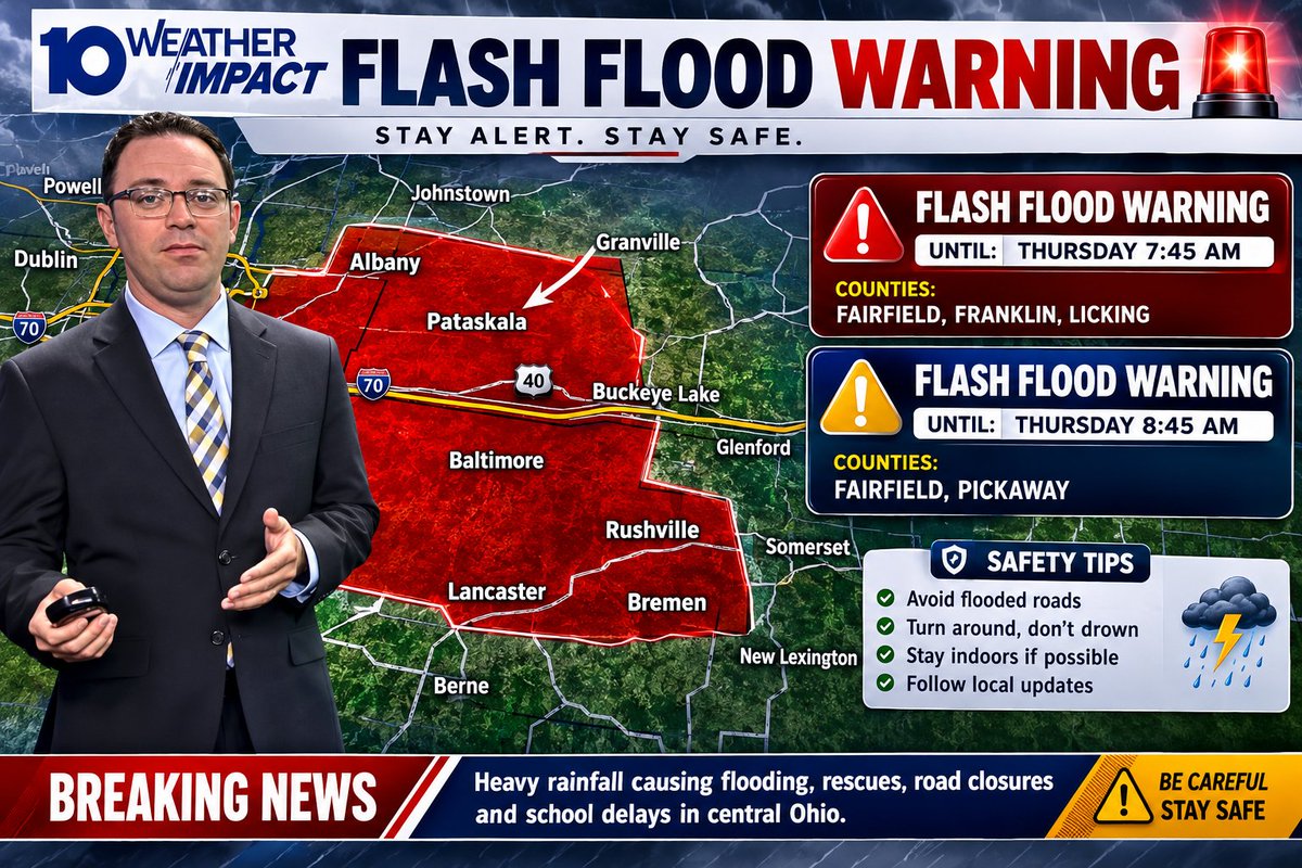 S_car_let_t's tweet photo. 🚨 Flash flooding is causing multiple water rescues, road closures and school delays across central Ohio. Stay alert, avoid flooded roads, and don’t risk driving through rising water. 🌧️🚗

#Ohio #Columbus #FlashFlood #Flooding #WeatherAlert https://t.co/6BOqfuojhD https://t.co/iZYmxAVrva