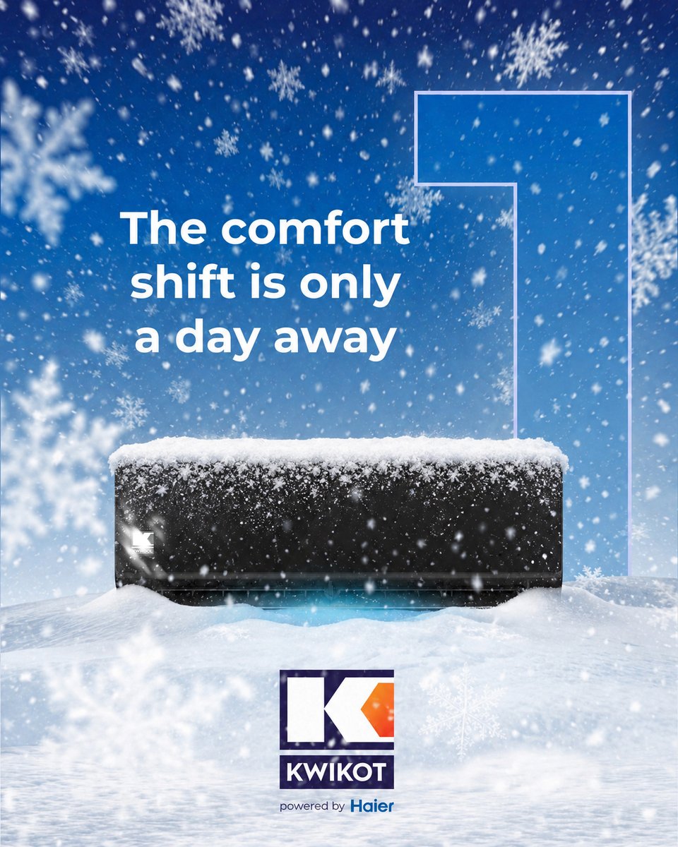HaierWH1's tweet photo. Kwikot is about to turn down the temperature
For decades, comfort has meant hot water
Tomorrow, a new kind of comfort begins
1 day to go. South Africa, get ready for something cooler 
Kwikot. Powered by Haier

#Kwikot #Haier #HaierAC #SouthAfrica #AirConditioning #HomeComfort https://t.co/pF8I2UGGjN