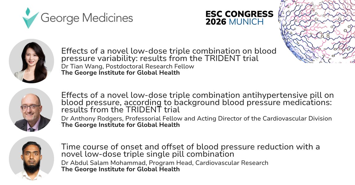 GeorgeMedicines's tweet photo. Data on GMRx2 have been selected for presentation at the @esccardio (ESC) Congress 2026 in Munich, 28-31 August. 

Full details here: https://t.co/WJbM0Iv4gb

#ESCCongress2026 https://t.co/GOUkAT5wwA