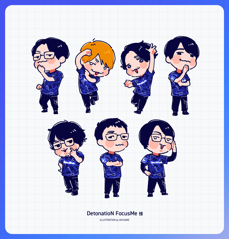 akisyameeee's tweet photo. 📢DetonatioN FocusMe様の格ゲーマー（選手・ストリーマー）のみなさまのイラストを担当いたしました！

いちファンとして、日頃の応援の気持ちも込めながら描かせていただきました。

素敵なデザインでグッズにしていただき嬉しいです…！
よろしくお願いいたします🙇 https://t.co/rtNoJmSgob