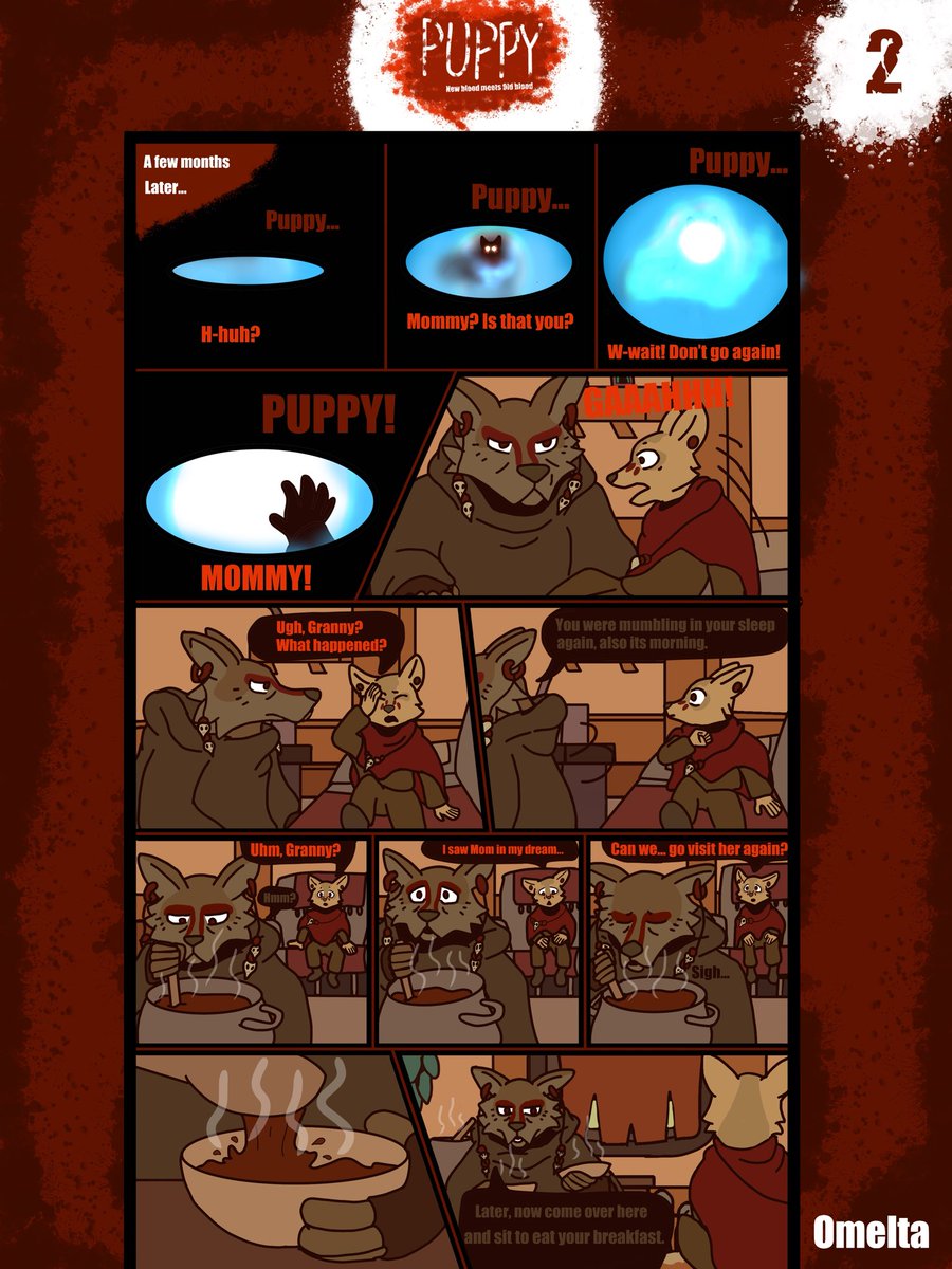 OmeltaBeast's tweet photo. Good day! Here’s the first 4 pages of my fancomic Puppy: New Blood meets Old Blood based off of the game Laika: Aged Through Blood by Brainwash Gang! 
Warning this does contain spoilers since this takes place after the game! Enjoy!
#LaikaAgedThroughBlood #Fancomic
 #Fanart https://t.co/0L2yR4hwjP