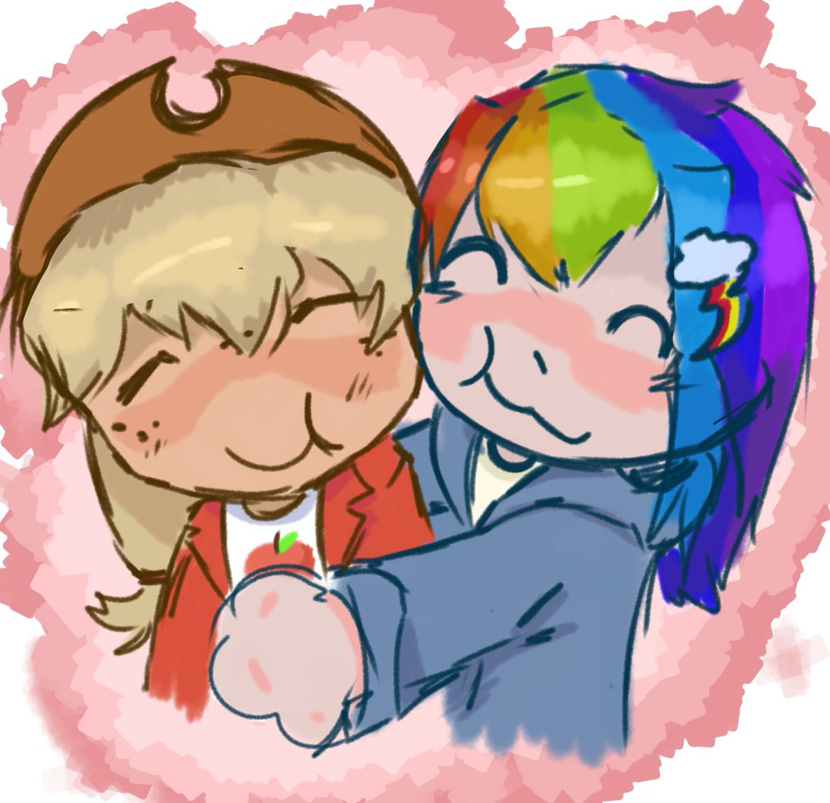 MazikNyam's tweet photo. They r so prettyyy aww. Im too lazy 2 draw todayy #mlpart #Rainbow_Dash #Apple_Jack https://t.co/fwjT5PA7Vm