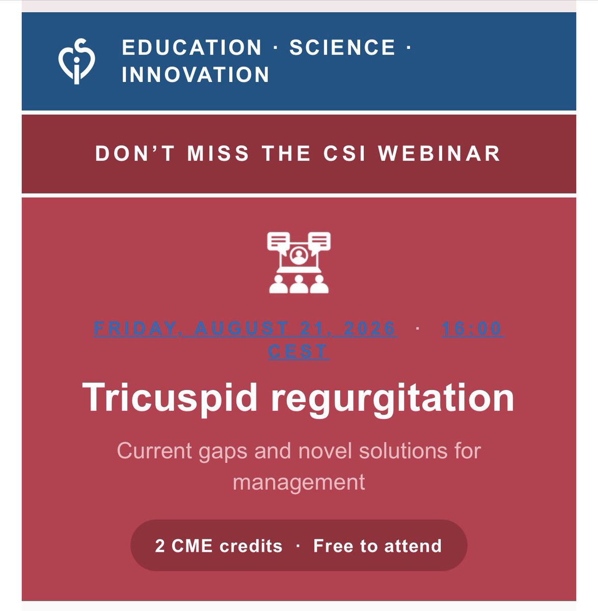 hahn_rt's tweet photo. 2hr CSI Webinar tomorrow on Tricuspid Regurgitation!  FREE! https://t.co/lOOnlBMQh7 @ACCinTouch @escardio https://t.co/cfByFMnIt5