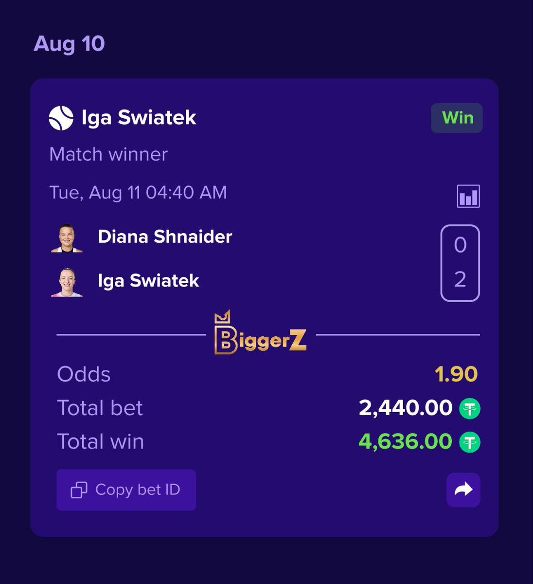 Crypto_X3ViiiL's tweet photo. nahhh Swiatek made that look way too easy on BiggerZ, why is nobody talking about this casino? This is great brooooo https://t.co/rL9NzSs3TD