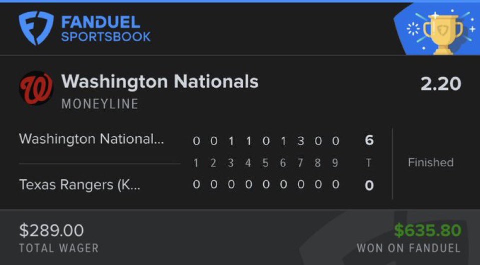 LocksHcxr's tweet photo. CASH THE MLB MONEYLINE POTD ⚾️✅

✅ Washington Nationals ML

Told you guys to take the underdog Nationals tonight. Perfect read from us, let’s goo!

Congrats. All love from my end 🦅💚 https://t.co/7QWbkQvAEP