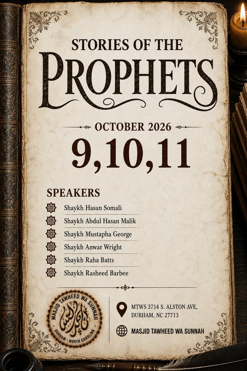 MTWSNC's tweet photo. We invite you and your family to join us for a beneficial weekend exploring the Stories of the Prophets. Come learn from their lives, their trials, their steadfastness, and the timeless lessons they left for those who came after them. https://t.co/J0lDVZ4ORz