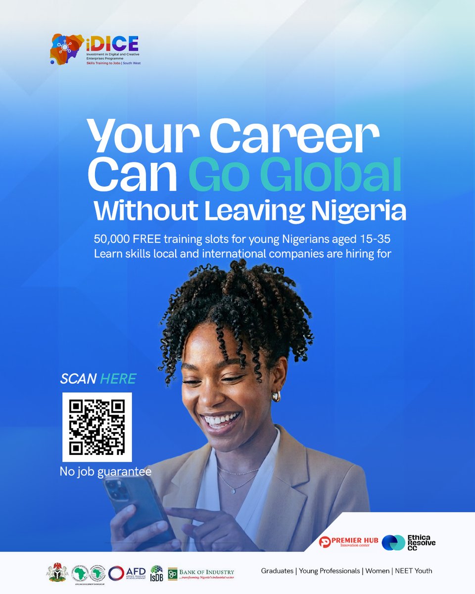 premierhubng's tweet photo. Your career can go global. You don't necessarily have to leave. 🌍🇳🇬

👉🏾 Click the link on our Bio to apply for free : https://t.co/eruUk72Hj4

Know someone who needs this? Share it with them.

#iDiceSkillToJobSouthWest #iDiceSouthWest #JapaNoNeedAgain #CareersMadeInNigeria https://t.co/M9UE8klCuW