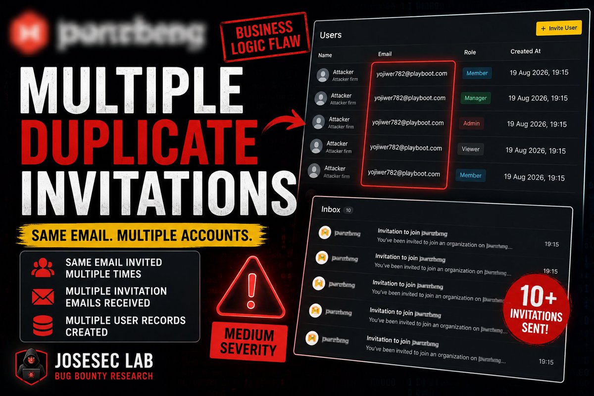 j2riod's tweet photo. In this video, I found and reported a Business Logic vulnerability 

Follow the grind:
YouTube: PentestwithJoe
TikTok: @roidcal

#bugbounty #pentesting #cybersecurity #businesslogic #ethicalhacking

https://t.co/SSdDJVjbag https://t.co/Zg6mkv9S4U