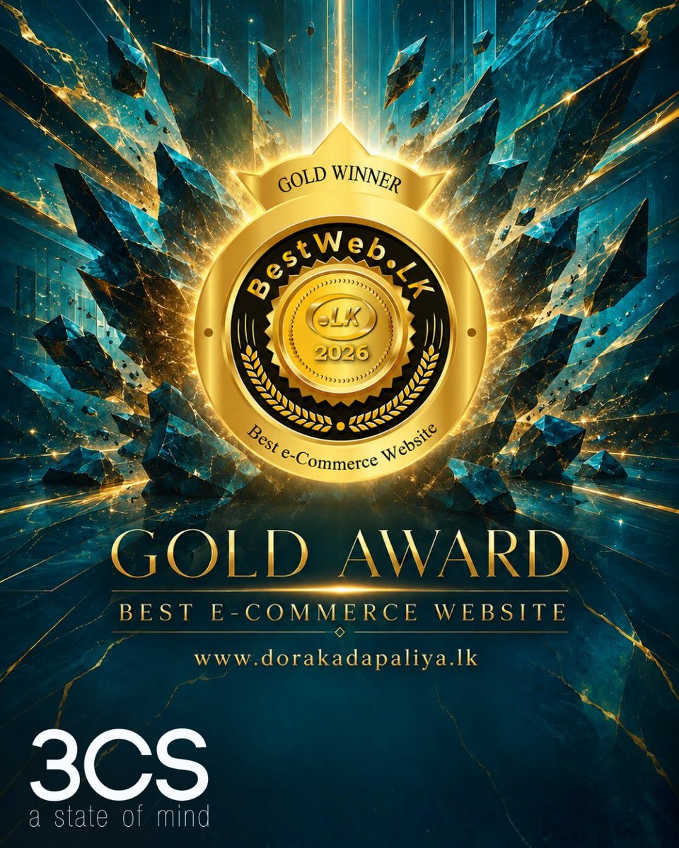 3cslk's tweet photo. The https://t.co/p8LcwCLngU website won the Gold Award for Best e-Commerce Website at https://t.co/nYIpI6l9Sw 2026.
#3CS #BestWebLK2026 #GoldWinner #Bestwebdeveloper #SriLankaWebAwards #Recognition #TopWebDesigners https://t.co/XffPSRXOJL