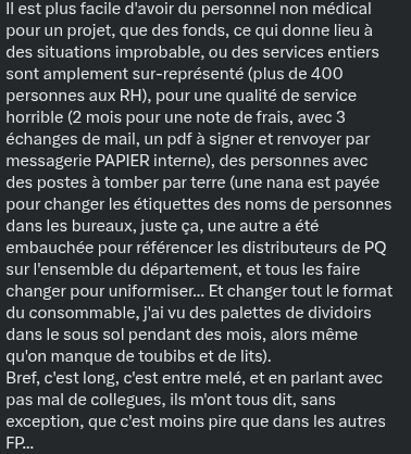 UlrichFY's tweet photo. Tranche de vie du socialistan #10

Direction la DSI d'un groupement hospitalier. "Une nana est payée pour changer les étiquettes des noms de personnes dans les bureaux."

10 témoignages publiés sur +35 reçus. Petite pause ! https://t.co/L9HQnNAPkz