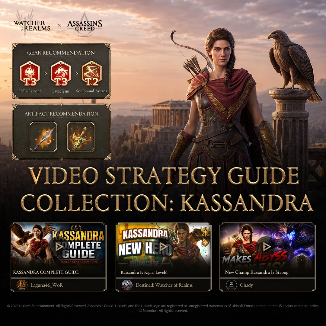 WatcherOfRealms's tweet photo. 🫡 Salute, Commanders!
Looking to get more out of Kassandra?

🎬 Explore the Kassandra Strategy Guide Collection:
🔗https://t.co/brXog2qE1i
A huge thanks to all the Content Creators who contributed their guides!

#watcherofrealms #NextGenFantasyRPG #WoRxAC #AssassinsCreed https://t.co/vfblkcingh