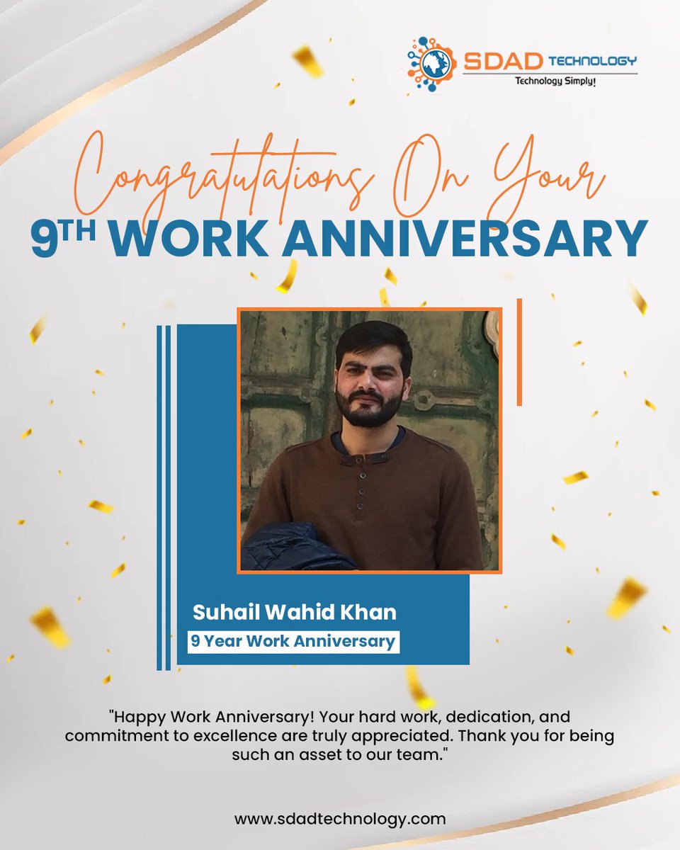 SdadTechnology's tweet photo. Happy Work Anniversary, @WahidSuhail   ! 🎉

Your dedication and passion inspire us every day. Wishing you continued success, growth, and many more milestones ahead. Keep shining! ✨

#sdadtechnology #workanniversary #teamwork #dedication #hardwork #workmilestone https://t.co/NWGvsMU2jC