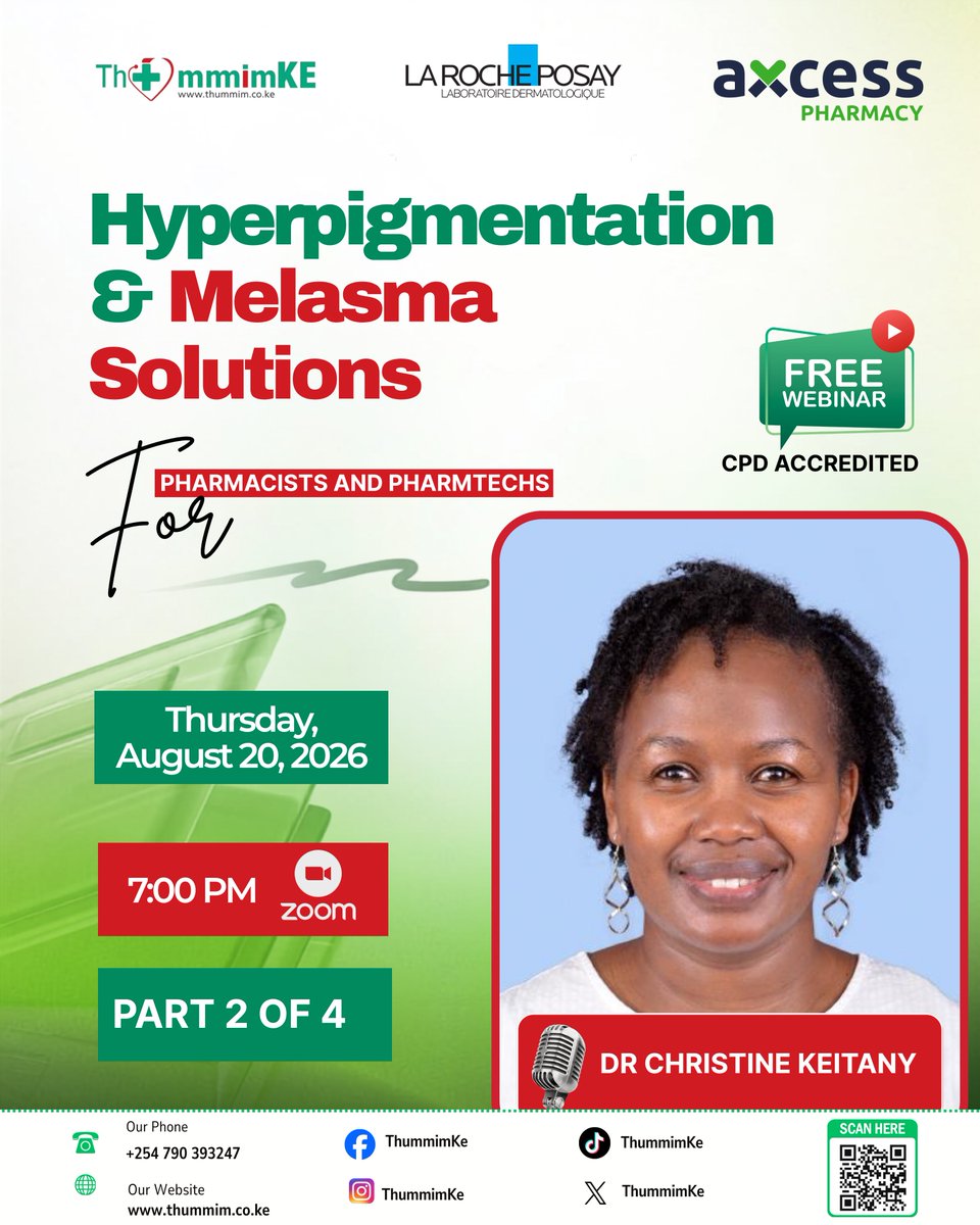 ThummimK's tweet photo. It's today! Quick update, Dr Christine Keitany is now leading this session.

Don't miss this one, REGISTER HERE-https://t.co/FnWuYaX2pP

@axcesspharm 

#pharmacistskenya #pharmtechkenya #cpdkenya #thummimke #axcesspharmacy https://t.co/UoSZgx1LoY