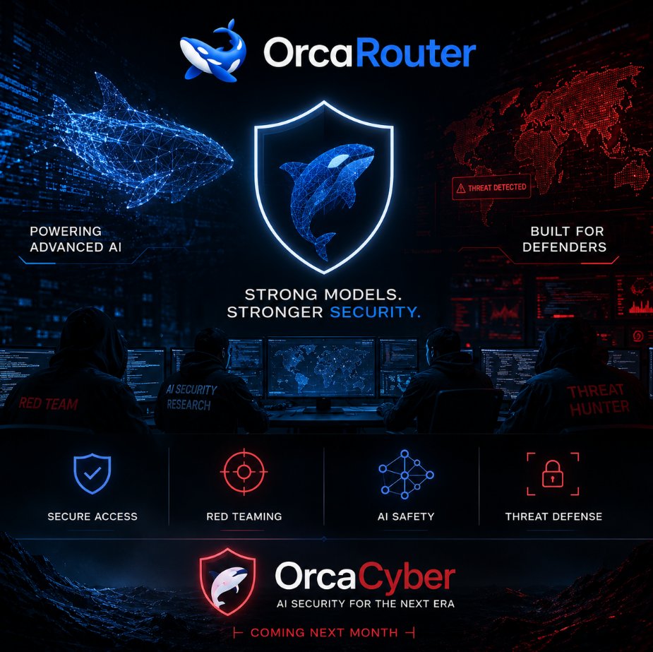 OrcaRouter's tweet photo. We’re taking uncensored model APIs off general public access.

We built them for research and security. Some users abused them for unlawful purposes. That crosses the line.

Going forward: KYC/KYB-verified companies and legitimate security research only.

Regular Qwen3.8 (model name: qwen/qwen3.8-27b) stays open: $0.33 input / $2.40 output per 1M tokens https://t.co/SD4GVlJxIR

Our mission remains the same: make AI infrastructure and security open, secure, and accessible. Security shouldn’t be a privilege reserved for the largest companies.

OrcaCyber launches next month. 🛡️
OrcaRouter users will be first.

Power to defenders. 🐳