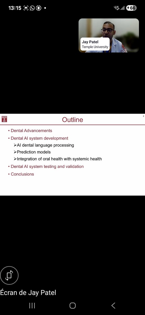 LBerrezouga's tweet photo. Happening NOW 
Artificial Intelligence in Digital Dentistry 
#iadr CONNECT https://t.co/PpgJ3vPrNX