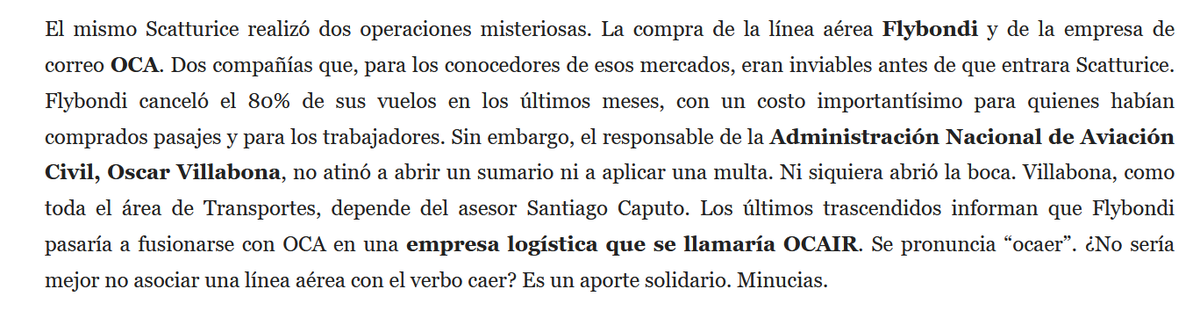 christiansanzok's tweet photo. Este párrafo en la nota de Pagni de hoy no tiene desperdicio. Otro bribón narco que protegen Milei y Santiago Caputo, Leo Scatturice https://t.co/POrTTiCvaF
