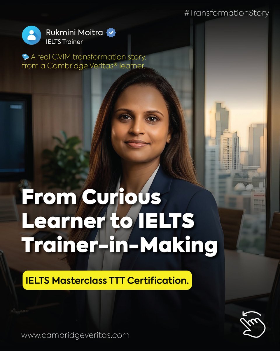 CVPerspective's tweet photo. She started overwhelmed…
But somewhere between routines, micro teaching, and powerful activities—everything changed
Rukmini Moitra didn’t just learn IELTS… she started enjoying it.
This is what real growth feels like. Ready? DM “CVIM”
#successstory#englishfluency https://t.co/JOSMgQQFRk