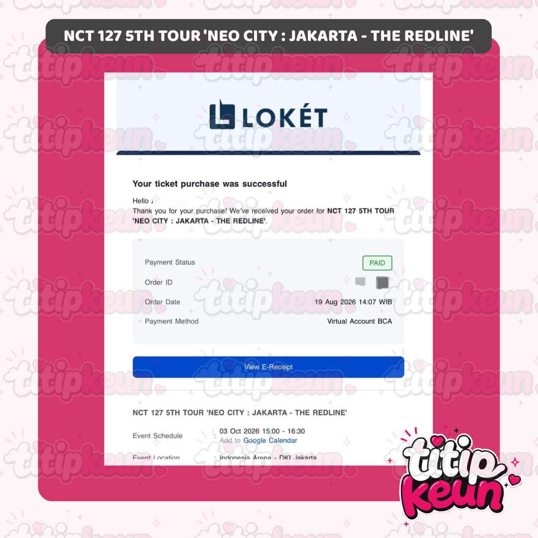 titipkeun's tweet photo. ❤️‍🔥Secured presale weverse &amp; Presale Dyandra [NCT 127 5TH TOUR 'NEO CITY : JAKARTA - THE REDLINE'] #titipkeunproof https://t.co/LEBFiuw0He