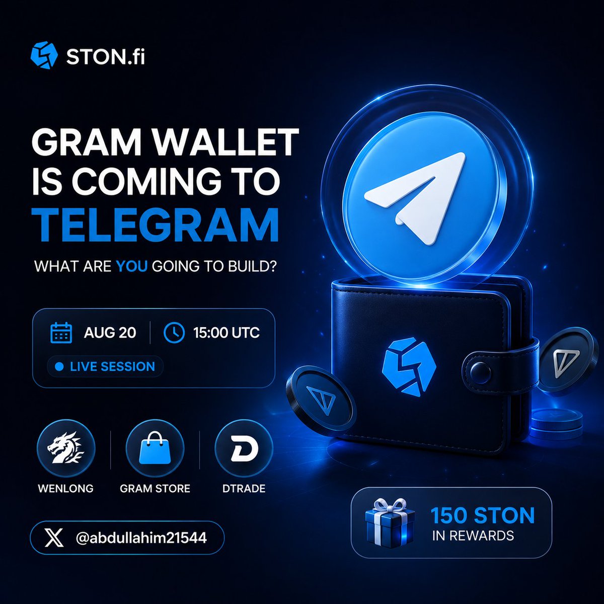 abdullahim21544's tweet photo. Telegram-native crypto is getting interesting. 

Today @ston_fi  is bringing builders together to talk about what could be coming with Gram Wallet and what people are already building around the Telegram ecosystem. https://t.co/nXPjYLT5Ga