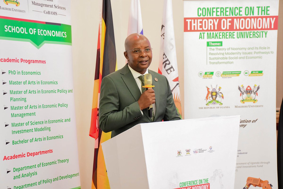 MakCoBAMS's tweet photo. 20/8/2026: Speaking at the @Makerere #Noonomy Conference, Prof. Edward Bbaale, Principal @MakCoBAMS, highlighted three tests for technology adoption: Productivity, human development &amp; inclusion, stressing that technology should complement human potential. @EdBbaale @MakerereNews https://t.co/p0TcLXAIxz