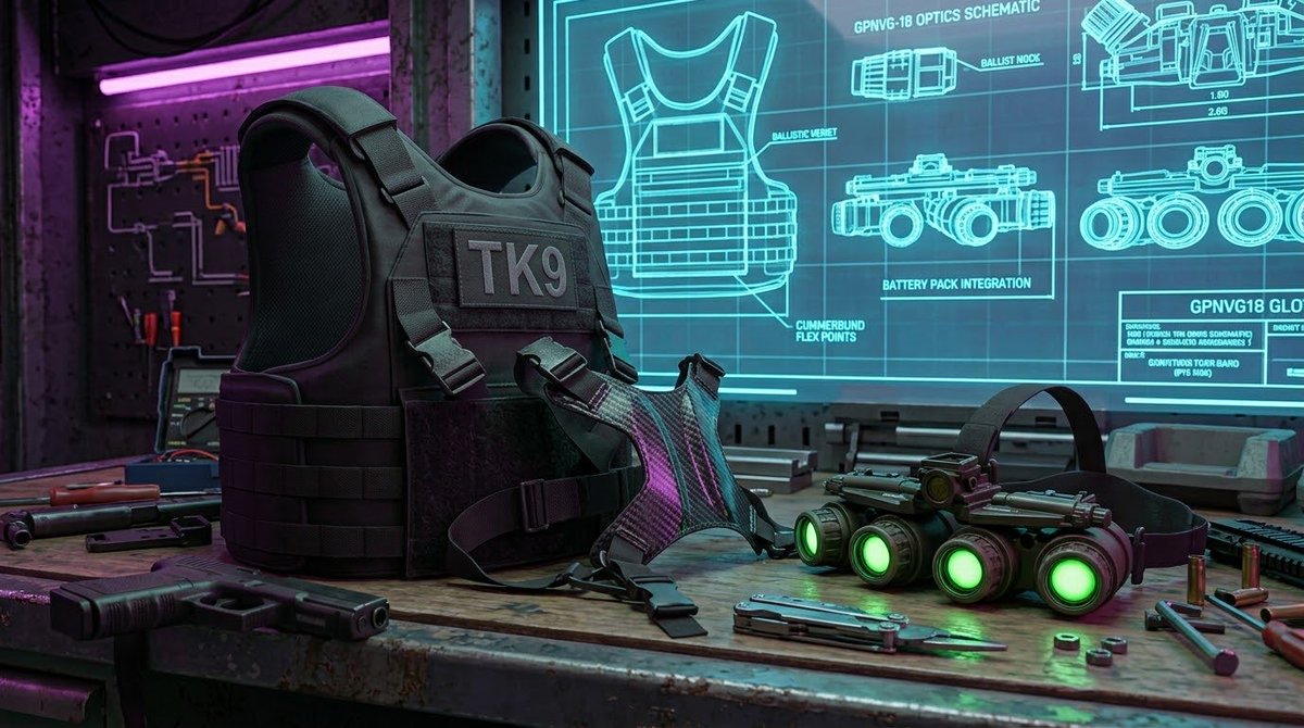 TK9Coin's tweet photo. 3/4 • The Upgrade 🛠️

Standard gear wasn't enough. Custom carbon-fiber armor, ballistic plates, and quad-lens GPNVG-18 optics.

When the green lenses fired up, a living tactical system was born.

#K9Tech #Solana $TK9 https://t.co/uGn9lG25dt