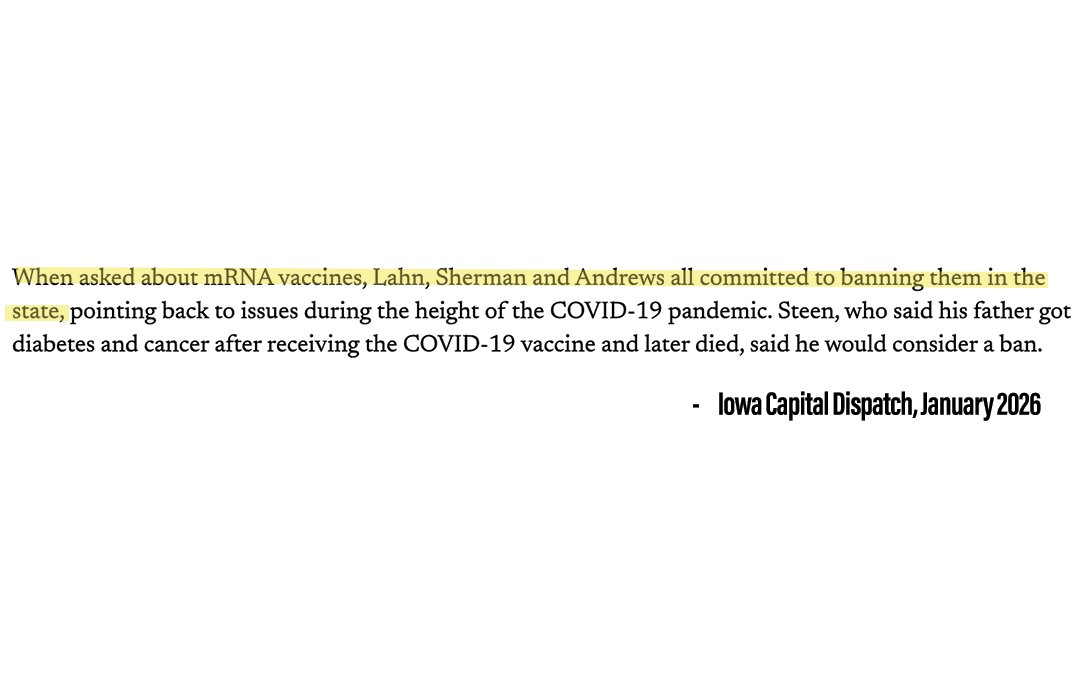 RobSandIA's tweet photo. Great news for Iowans facing skin cancer- unless my opponent wins. He wants to ban these vaccines. https://t.co/z9T0XTTPSw