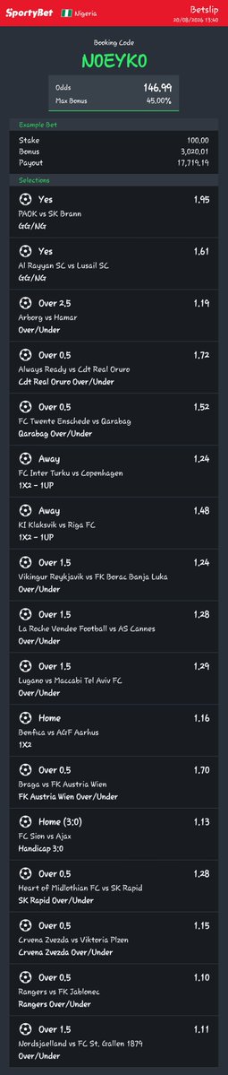FavourBugs's tweet photo. ⚡ 147 Odds Multi Ready
GG/NG + Overs + Wins + Handicap
Code → **N0EYK0**
Calculated ticket.
Full load or cut? Let me know 🔥
#BettingTips #SportyBet #Longshot https://t.co/NGK5EIZjHj