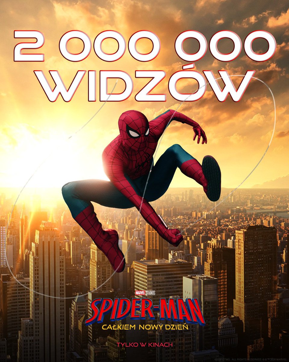 HibHobXD's tweet photo. "Spider-Man: Całkiem nowy dzień" z rekordowym wynikiem w polskich kinach.

Obejrzał go już ponad 2 000 000 widzów - stał się więc najbardziej kasową ekranizacją komiksu Marvela w Polsce. https://t.co/tS3zB6gFci