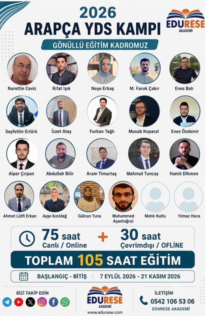 erbasnese's tweet photo. 2026 Arapça YDS kampı kayıtları başladı https://t.co/S64xUcCQuO