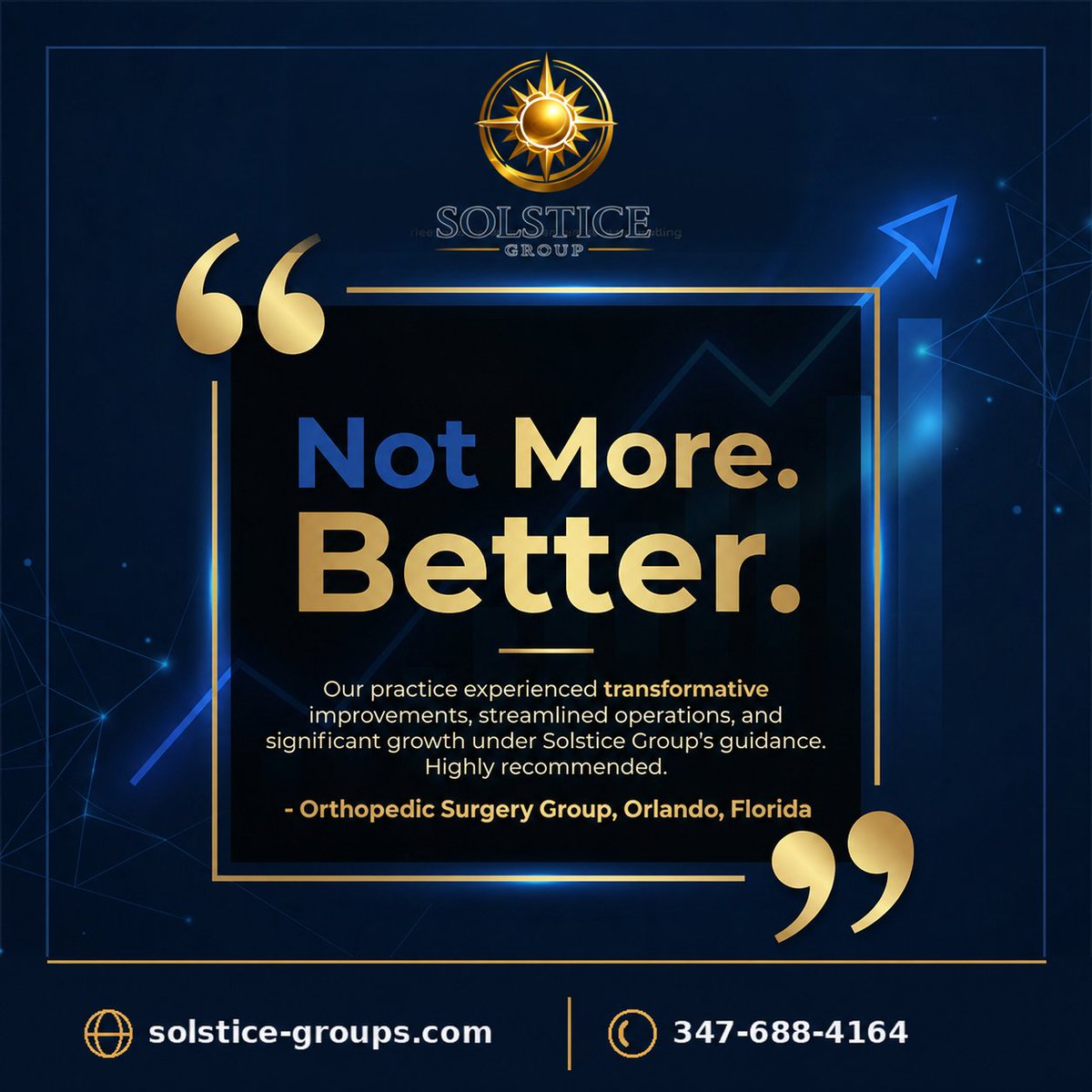Solstice_Group's tweet photo. "We thought we had a revenue problem. Solstice Group showed us we had a systems problem." Sometimes the answer is not more. It is better. #ClientTestimonial #HealthcareConsulting https://t.co/TafRDCL9KH